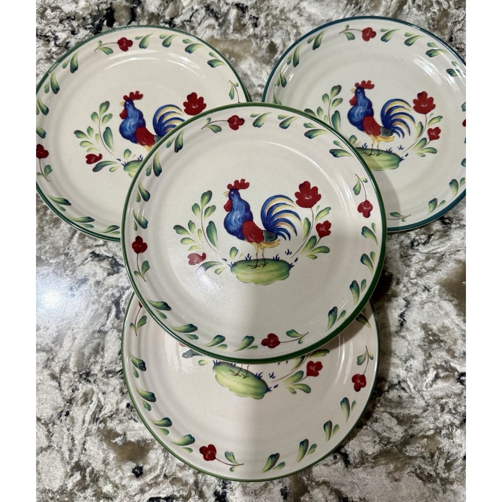 Rooster International Table Works Provence 7.6" Salad Plates Set of 4 Cottage